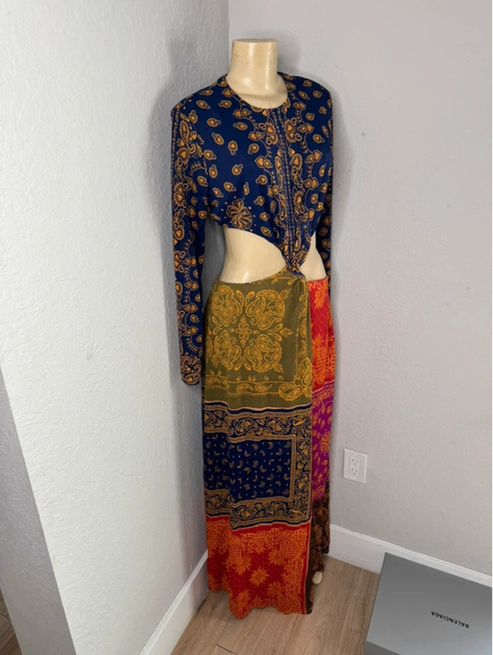 Auth NWT Farm Rio Women’s Large Paisley Patchwork Cutout Maxi Dress Anthropology - Picture 7 of 9